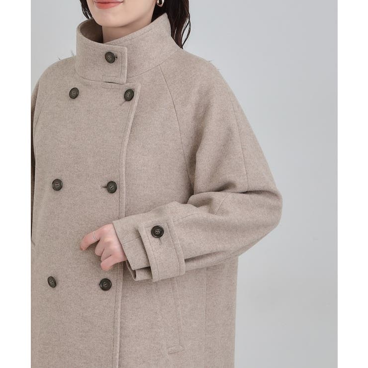 【S-LL】大人のきれいめスタイルに ウール調スタンドロングコート | SHOO・LA・RUE | 詳細画像20 