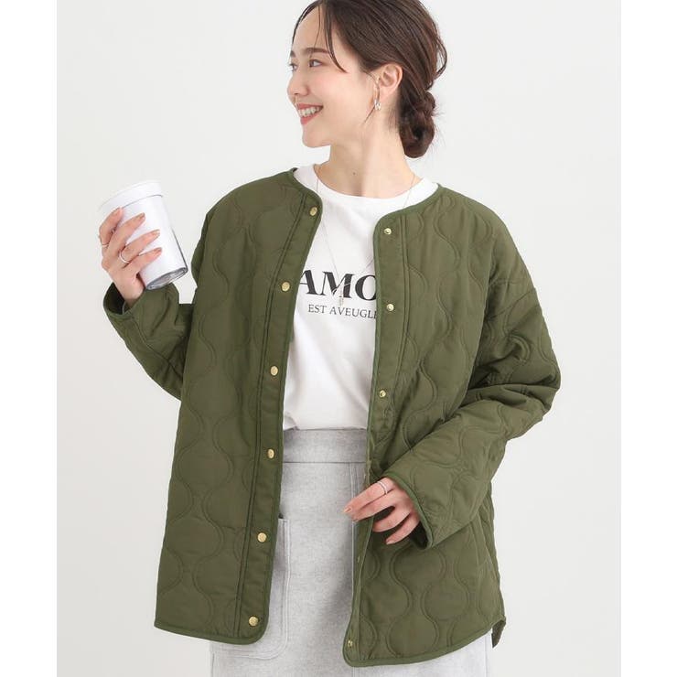 カーキ(027) | 【高レビュー/洗濯機可/撥水】大人のための キルトオーバーブルゾン | SHOO・LA・RUE