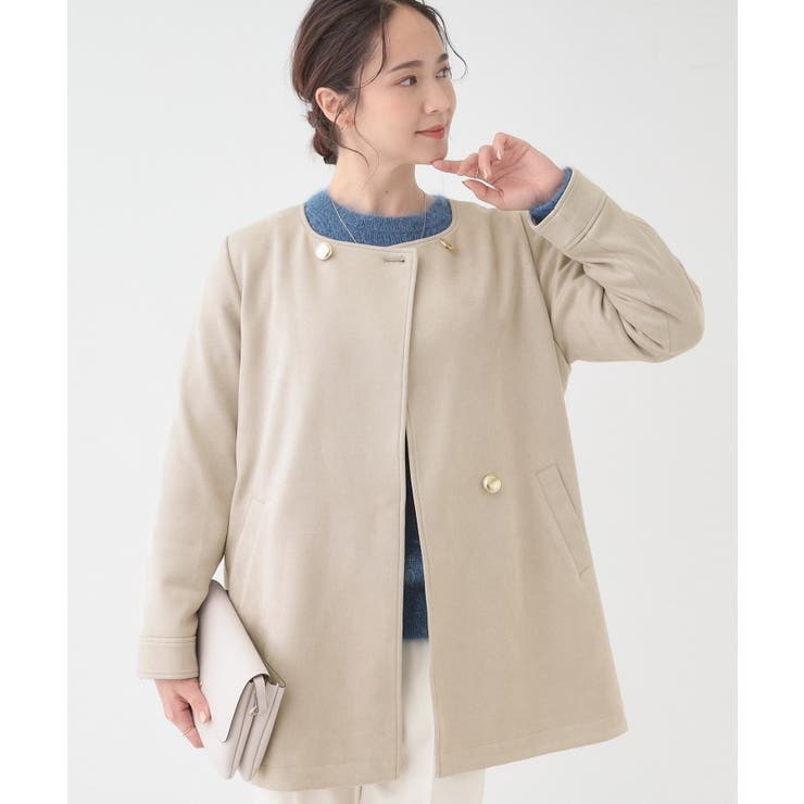 ライトベージュ(051) | 【S-LL】上品さを纏う やわらかフェイクスエード ミドル丈ブルゾン | SHOO・LA・RUE