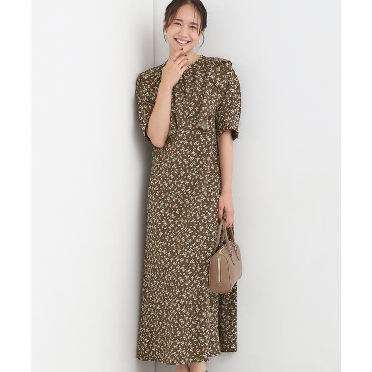 ブラウン(743) | 【S-LL】クラシカルな 花柄ワンピース | SHOO・LA・RUE