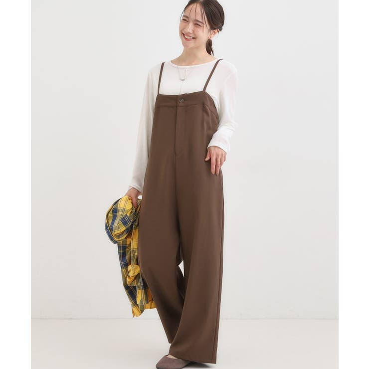 ブラウン(043) | 【S-LL】大人カジュアルに ベアトップ風 キャミサロペット | SHOO・LA・RUE