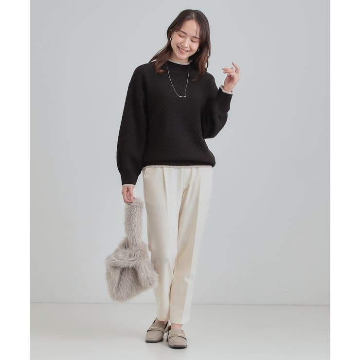 【洗濯機可/毛玉レス】配色がアクセント ダイヤ柄ゆるニット | SHOO・LA・RUE | 詳細画像3 