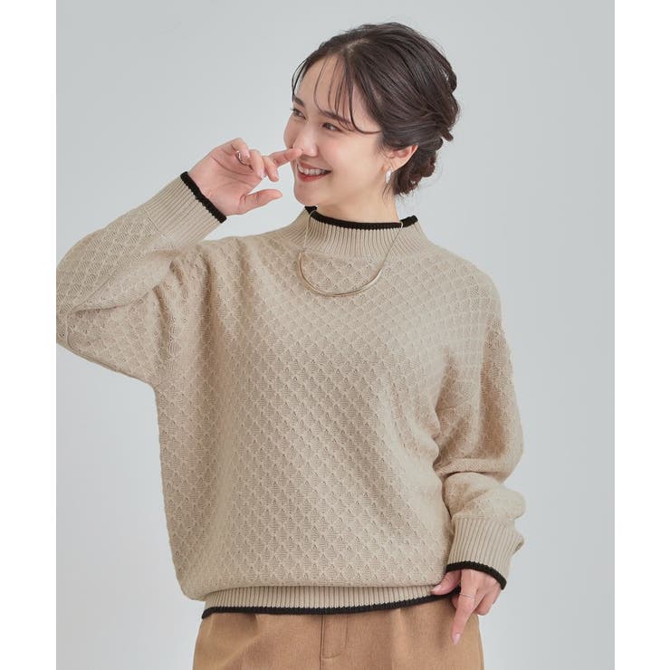 【洗濯機可/毛玉レス】配色がアクセント ダイヤ柄ゆるニット | SHOO・LA・RUE | 詳細画像9 