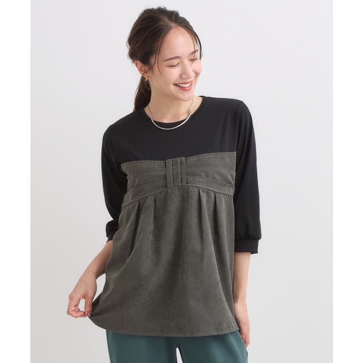 気になるウエストもさり気なくカバー リボン風ドッキングトップス | SHOO・LA・RUE | 詳細画像5 