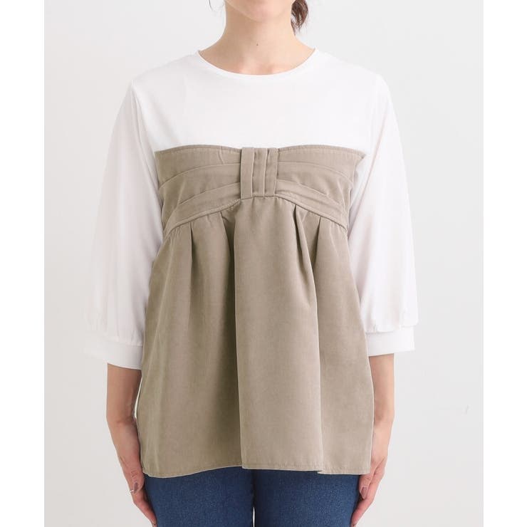 気になるウエストもさり気なくカバー リボン風ドッキングトップス | SHOO・LA・RUE | 詳細画像13 