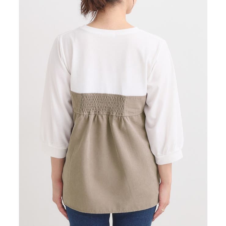 気になるウエストもさり気なくカバー リボン風ドッキングトップス | SHOO・LA・RUE | 詳細画像15 