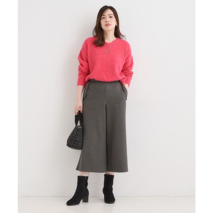 【洗濯機可】美脚見え あったか圧縮ニット ガウチョパンツ | SHOO・LA・RUE | 詳細画像3 