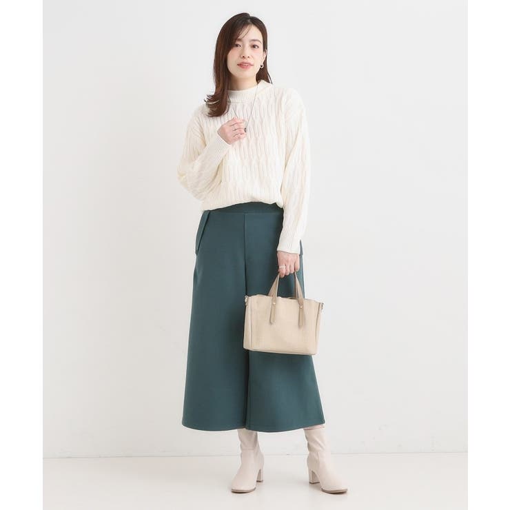 【洗濯機可】美脚見え あったか圧縮ニット ガウチョパンツ | SHOO・LA・RUE | 詳細画像7 