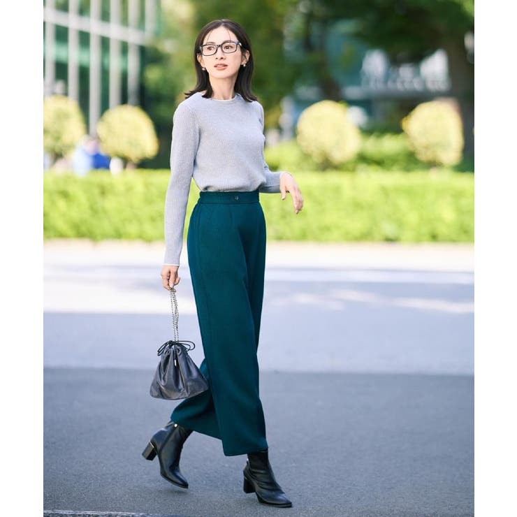 【着丈選べる】大人のきれいめスタイルに ウールフィール ワイドパンツ | SHOO・LA・RUE | 詳細画像48 