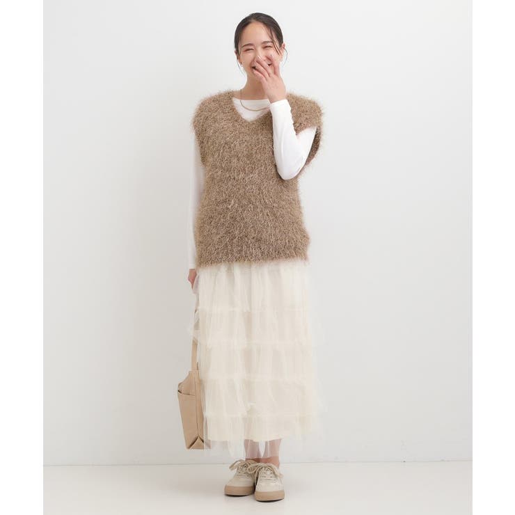 大人のフェミニンカジュアルに ラメシャギーニットベスト+ロンT | SHOO・LA・RUE | 詳細画像8