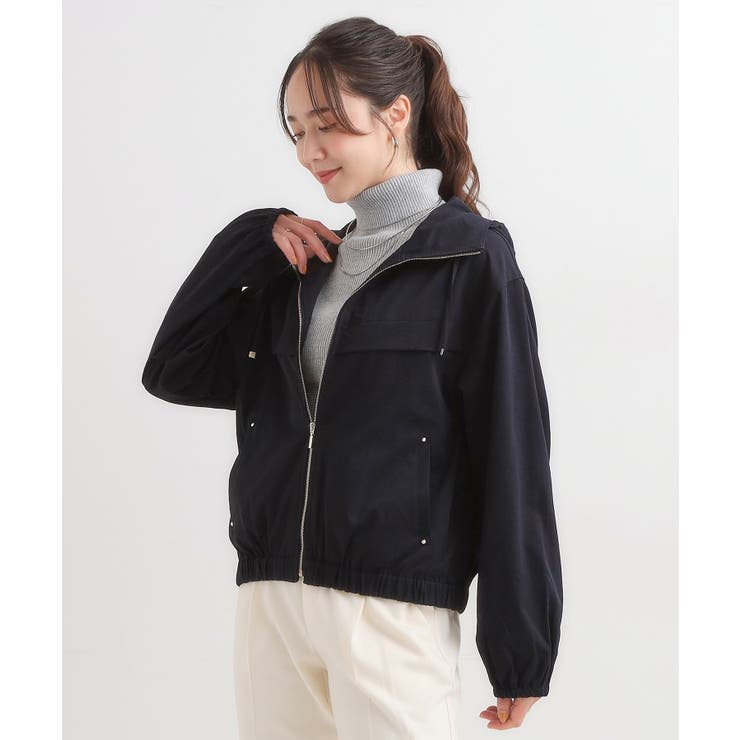 【S-LL】気楽にさらりと羽織れる 大人のフードブルゾン | SHOO・LA・RUE | 詳細画像1 