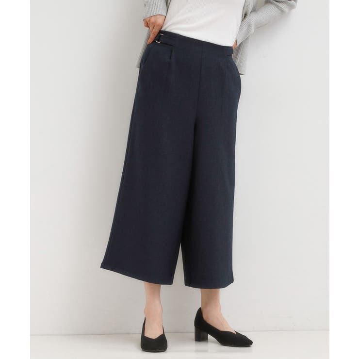 ネイビー(094) | ウエストまわりをすっきり魅せる デザインガウチョパンツ | SHOO・LA・RUE