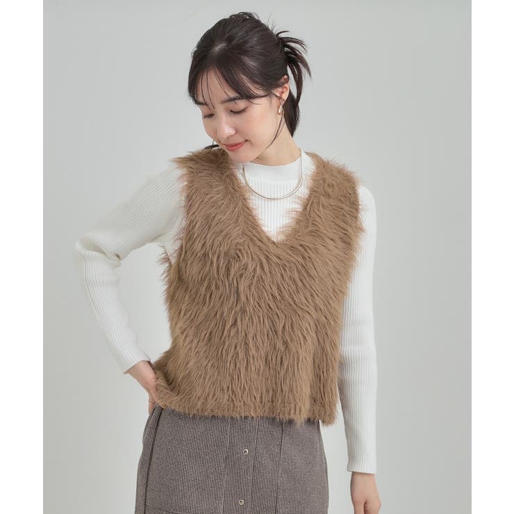 【S-LL/2点セット】着るだけでコーデが決まる フェザーベスト×リブニット | SHOO・LA・RUE | 詳細画像10 