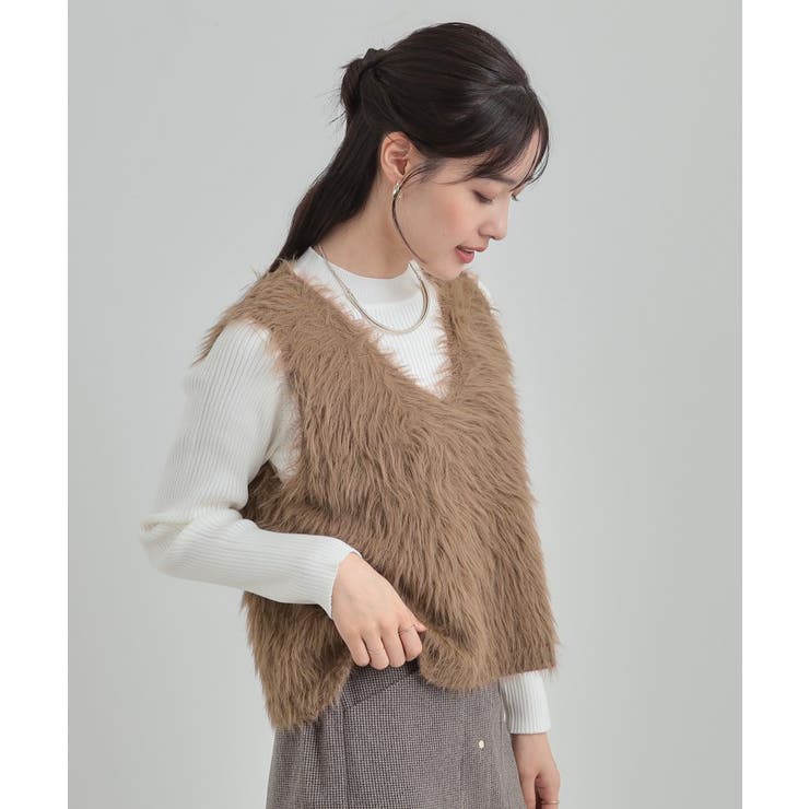 【S-LL/2点セット】着るだけでコーデが決まる フェザーベスト×リブニット | SHOO・LA・RUE | 詳細画像11 