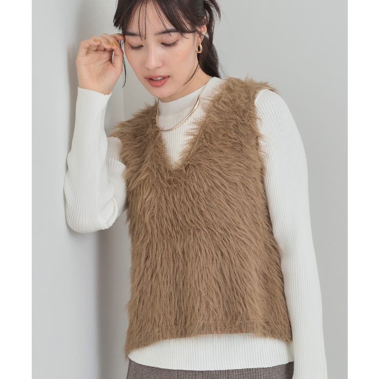 モカブラウン(042) | 【S-LL/2点セット】着るだけでコーデが決まる フェザーベスト×リブニット | SHOO・LA・RUE