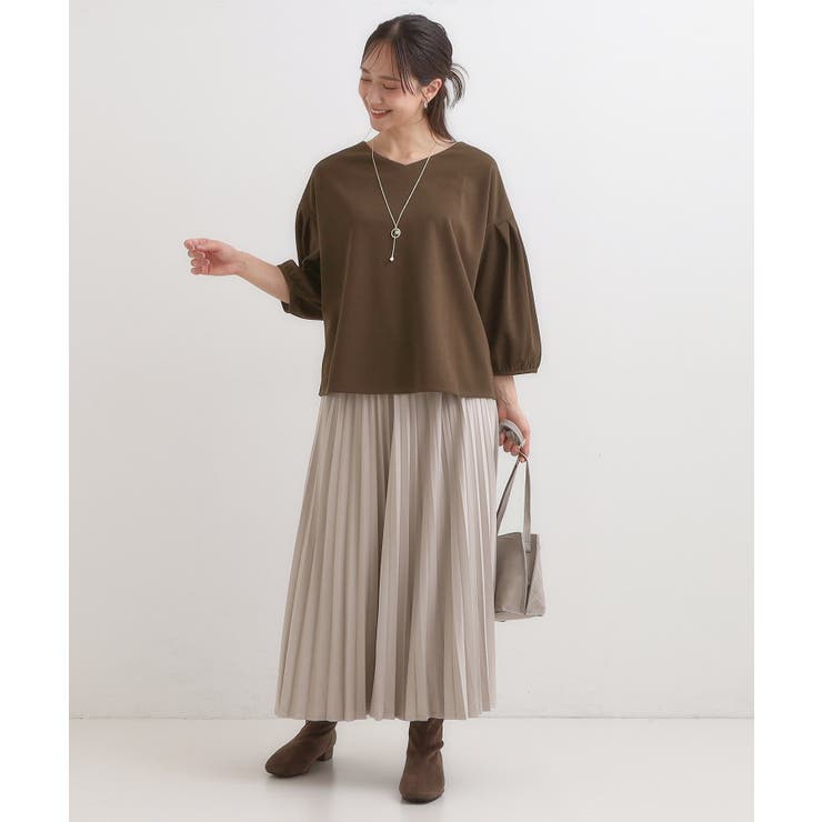 【2点セット/7分袖】大人のきれい見え お袖タック入りアクセ付きトップス | SHOO・LA・RUE | 詳細画像7 