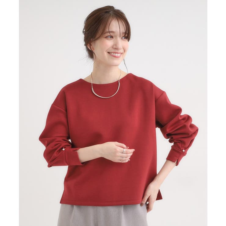 【S-LL】大人のデイリースタイルに お袖タック フェイクパール付きトップス | SHOO・LA・RUE | 詳細画像5 