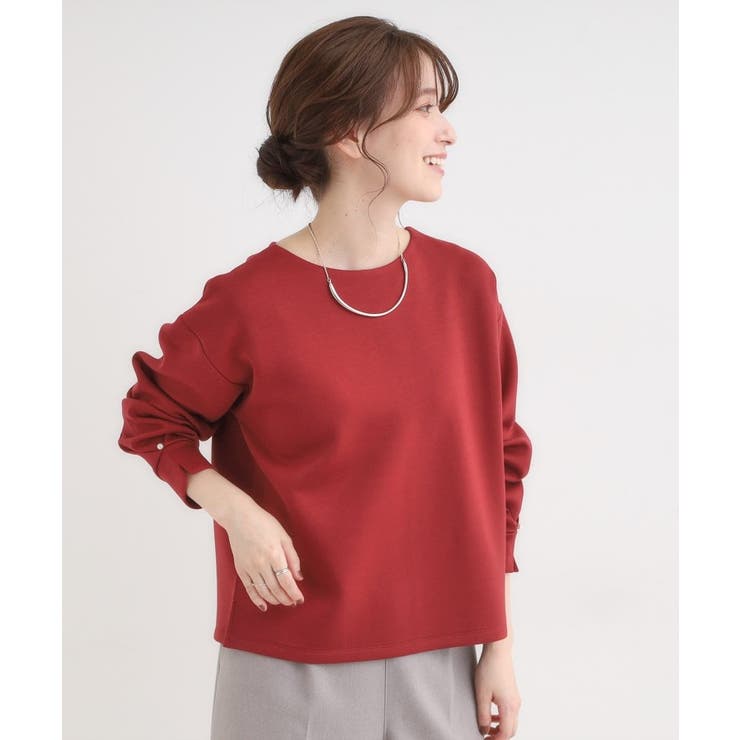 【S-LL】大人のデイリースタイルに お袖タック フェイクパール付きトップス | SHOO・LA・RUE | 詳細画像6 