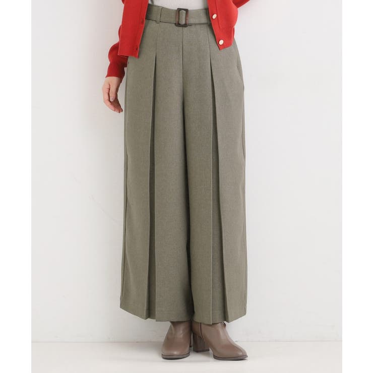 モカブラウン(042) | 【着丈選べる/S-LL】大人のきれいめスタイルに ベルト付きワイドパンツ | SHOO・LA・RUE