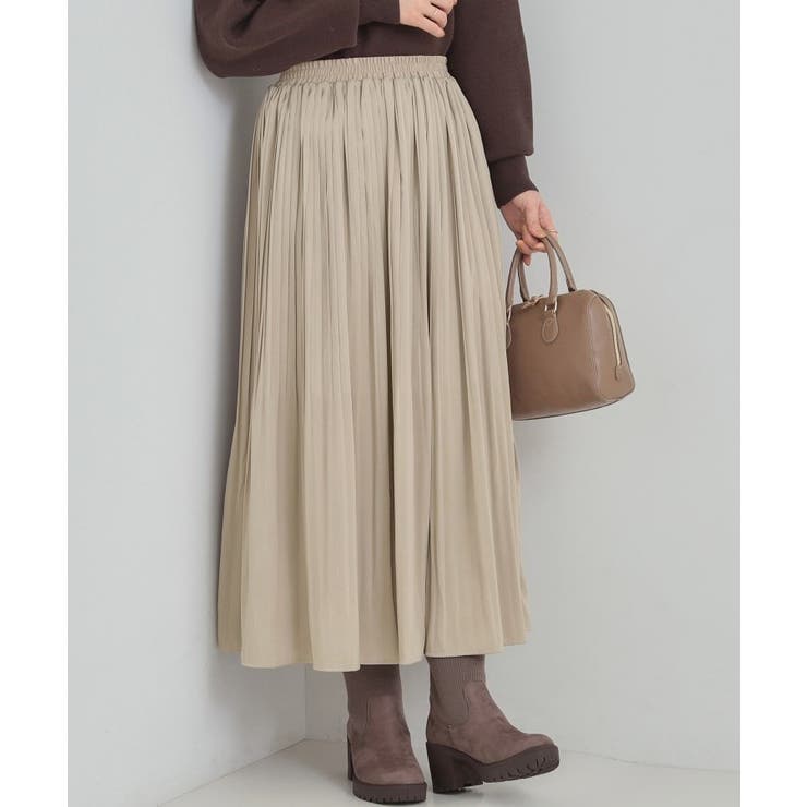 グレージュ(050) | 【着丈選べる/あったか】秘密のある プリーツスカート | SHOO・LA・RUE