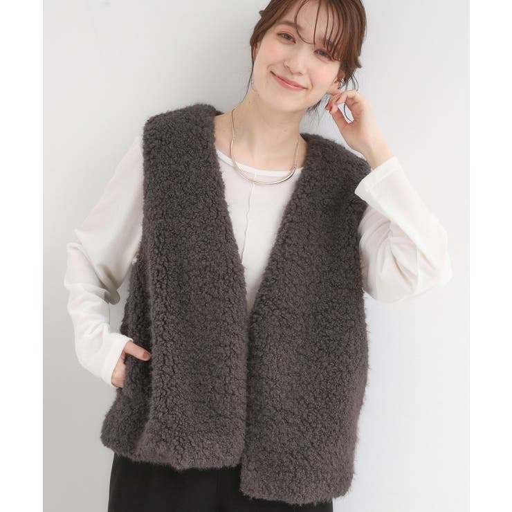 チャコールグレー(014) | ふわふわファーベスト | SHOO・LA・RUE