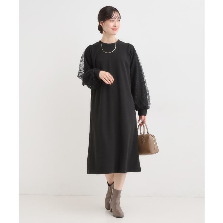 【S-LL】お袖チュールレース切り替えワンピース | SHOO・LA・RUE | 詳細画像7 