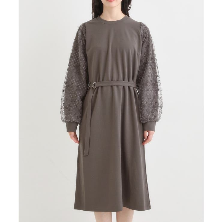 【S-LL】お袖チュールレース切り替えワンピース | SHOO・LA・RUE | 詳細画像9 