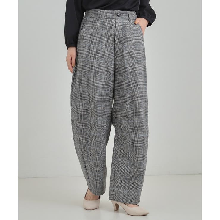 グレー(212) | 【あったか】クラシカルなチェック柄 裏起毛カーブパンツ | SHOO・LA・RUE