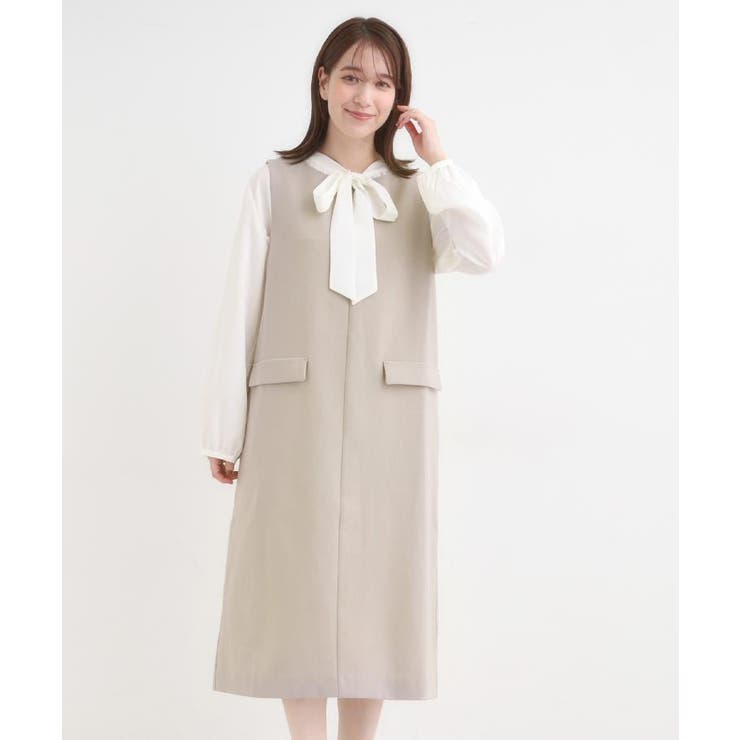 【洗濯機可/S-LL】ウール調スキッパージャンスカ | SHOO・LA・RUE | 詳細画像1 