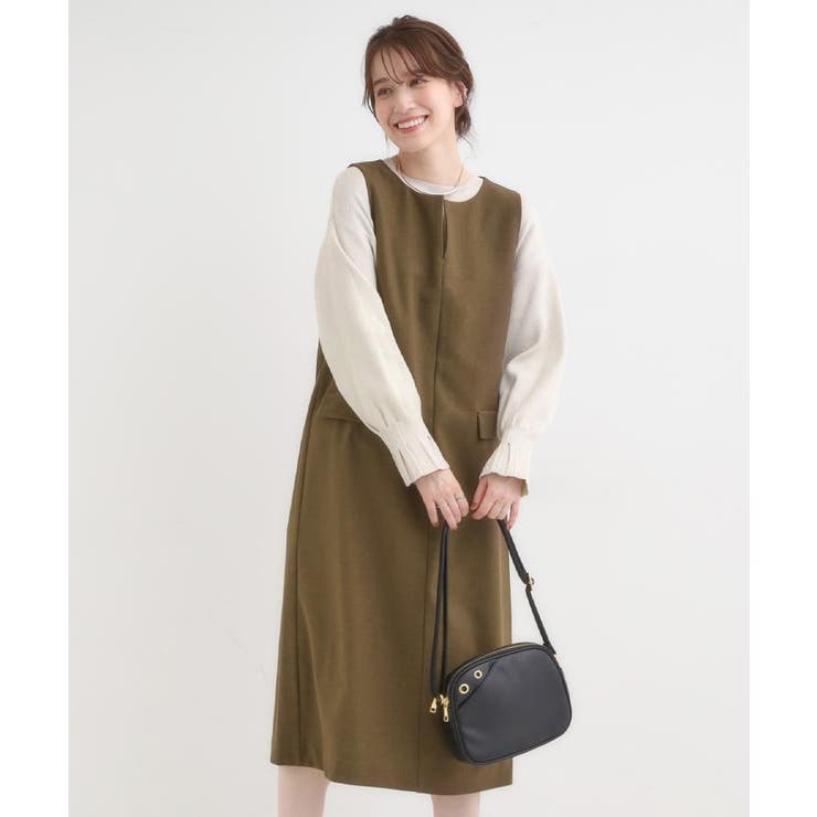 【洗濯機可/S-LL】ウール調スキッパージャンスカ | SHOO・LA・RUE | 詳細画像9 