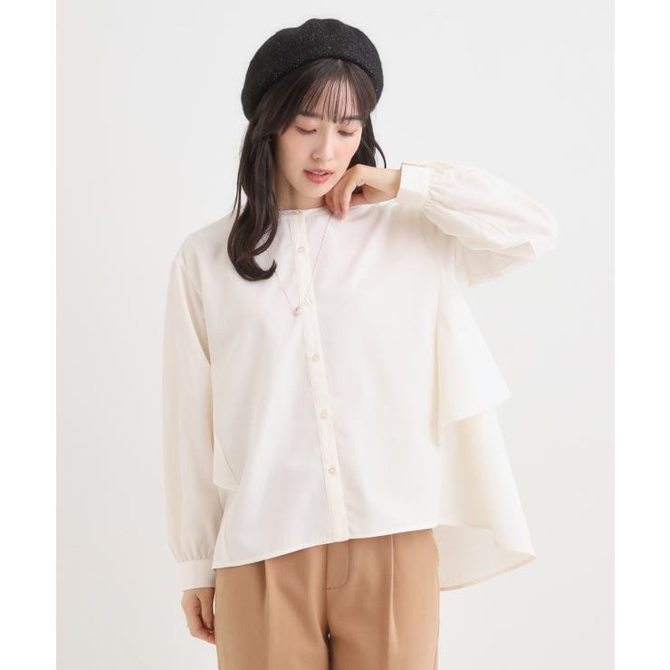 【洗濯機可/S-LL】春まで着られる バックフリルシャツ | SHOO・LA・RUE | 詳細画像1 