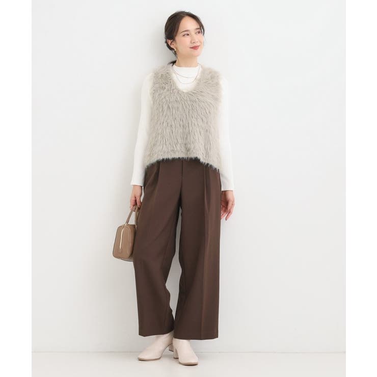 脚のラインをきれいに魅せる センタープレスワイドパンツ | SHOO・LA・RUE | 詳細画像3 