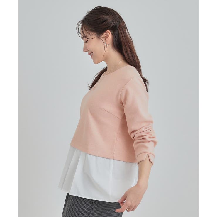 【S-LL】気になる腰回りをカバー レイヤード風ドッキングトップス | SHOO・LA・RUE | 詳細画像6 