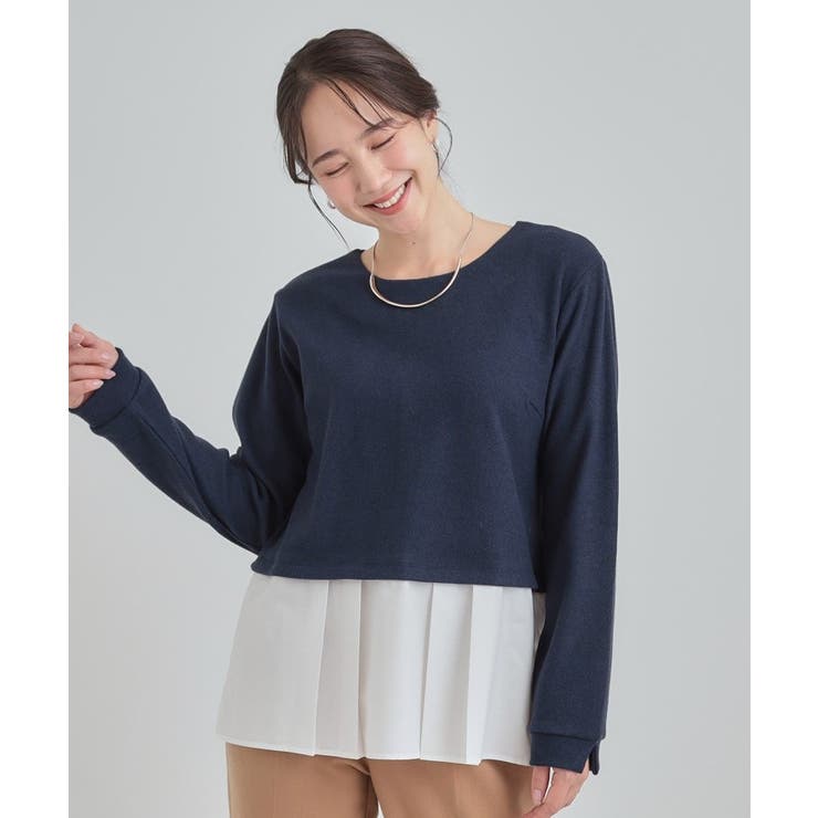 【S-LL】気になる腰回りをカバー レイヤード風ドッキングトップス | SHOO・LA・RUE | 詳細画像9 