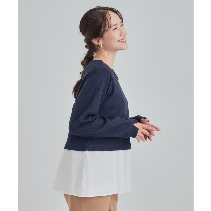 【S-LL】気になる腰回りをカバー レイヤード風ドッキングトップス | SHOO・LA・RUE | 詳細画像10 