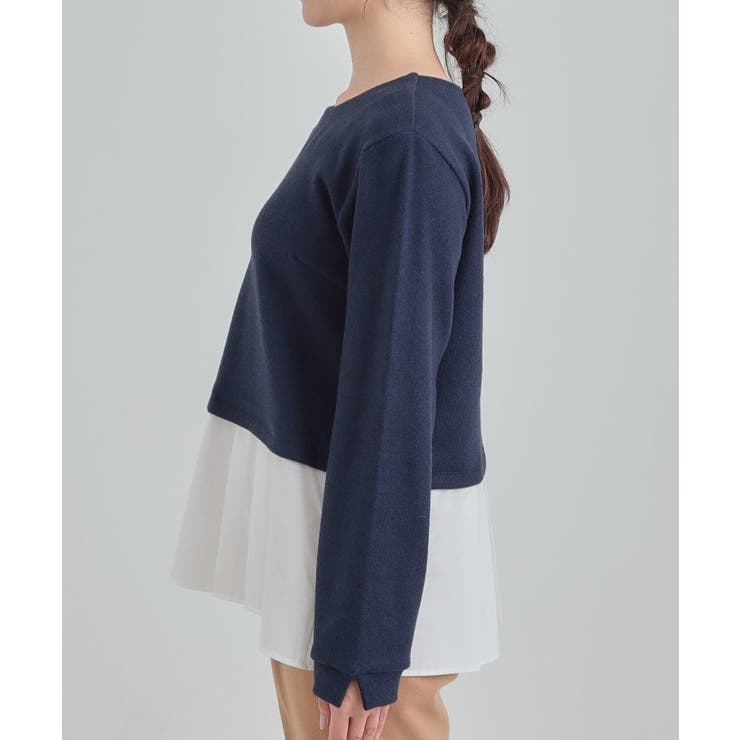 【S-LL】気になる腰回りをカバー レイヤード風ドッキングトップス | SHOO・LA・RUE | 詳細画像14 