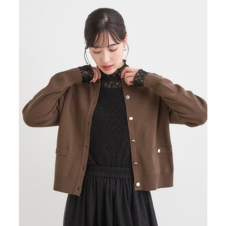 【セットアップ可/洗濯機可】もちもちタッチが心地よい クルーネックカーディガン | SHOO・LA・RUE | 詳細画像5 