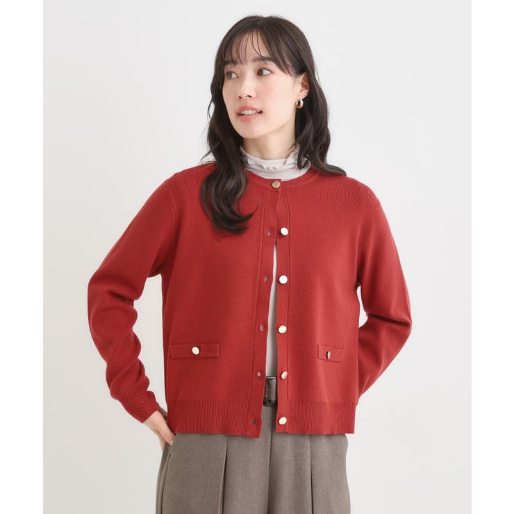 【セットアップ可/洗濯機可】もちもちタッチが心地よい クルーネックカーディガン | SHOO・LA・RUE | 詳細画像9 