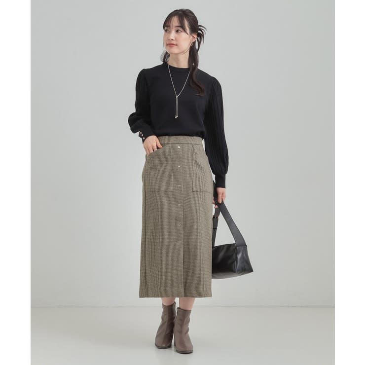 【S-LL/あったか】すらりときれい見え ベイカー風ナロースカート | SHOO・LA・RUE | 詳細画像3 