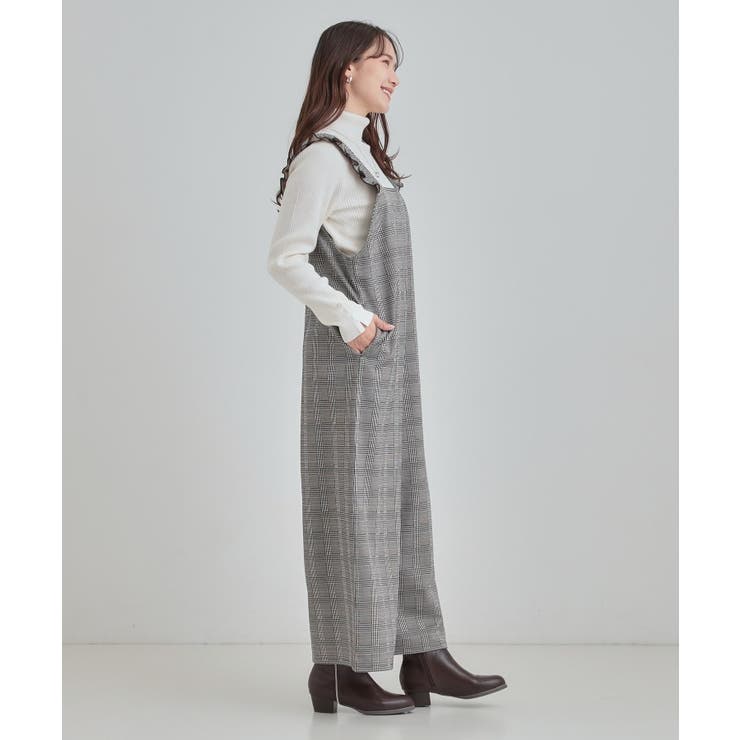 【S-LL】大人のための チェック柄フリルサロペット | SHOO・LA・RUE | 詳細画像3 