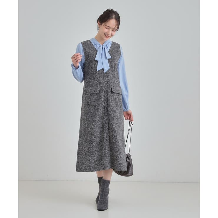 【S-LL】甘すぎない大人のツイード調ジャンスカ | SHOO・LA・RUE | 詳細画像3 