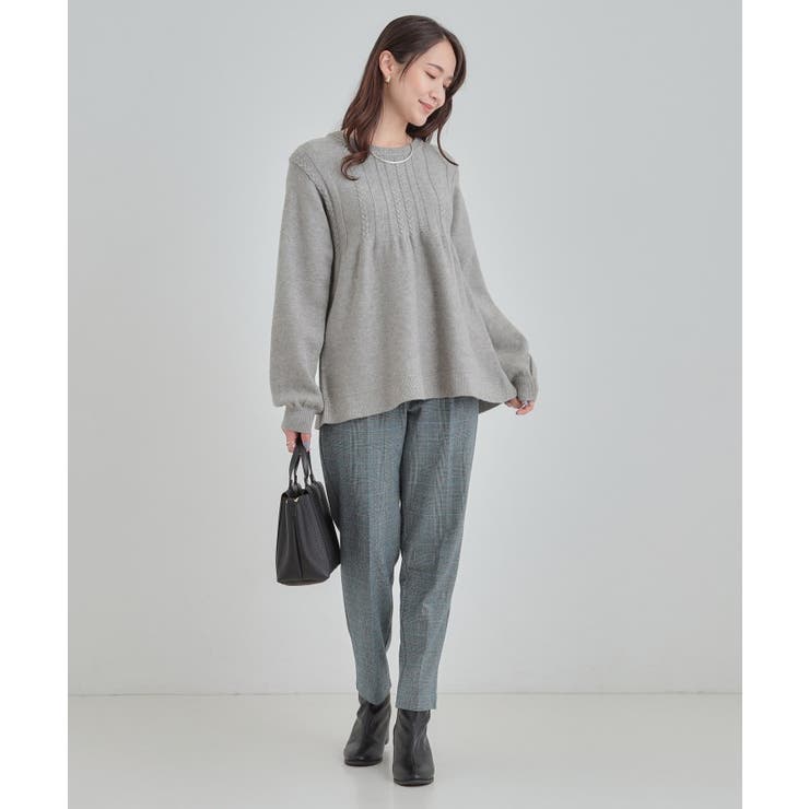 気になるお腹周りをカバー ケーブル編みペプラムニット | SHOO・LA・RUE | 詳細画像3 