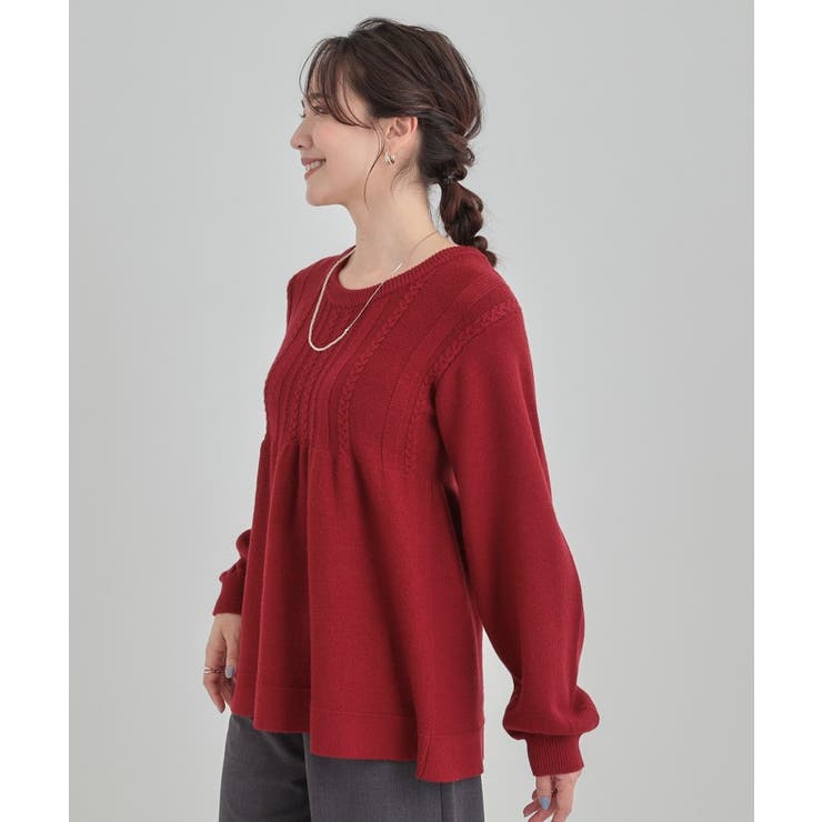 気になるお腹周りをカバー ケーブル編みペプラムニット | SHOO・LA・RUE | 詳細画像9 