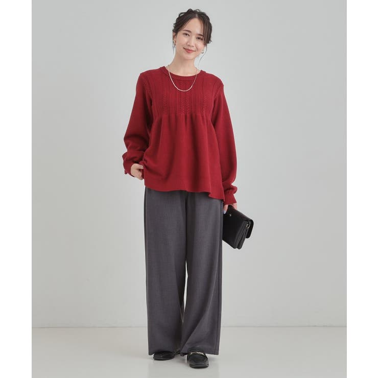 気になるお腹周りをカバー ケーブル編みペプラムニット | SHOO・LA・RUE | 詳細画像11 