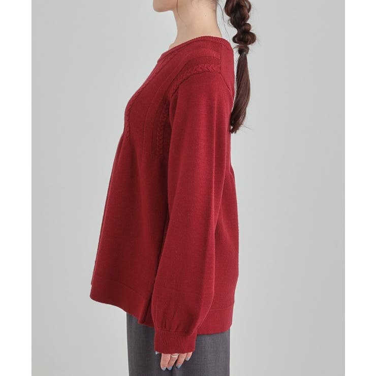 気になるお腹周りをカバー ケーブル編みペプラムニット | SHOO・LA・RUE | 詳細画像14 