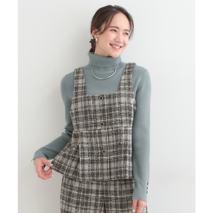【2点セット】着るだけで決まる クラシカルなツイード調 チェック柄セットアップ | SHOO・LA・RUE | 詳細画像1 