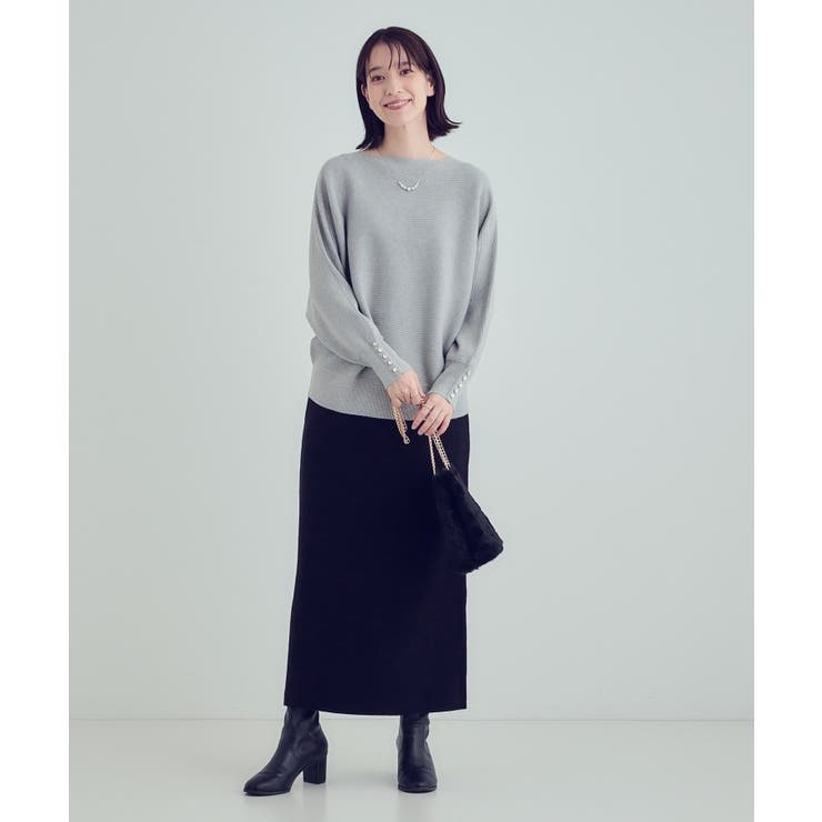 【洗える】大人の上品コーデに お袖ビジュー釦付きリブドルマンニット | SHOO・LA・RUE | 詳細画像29 