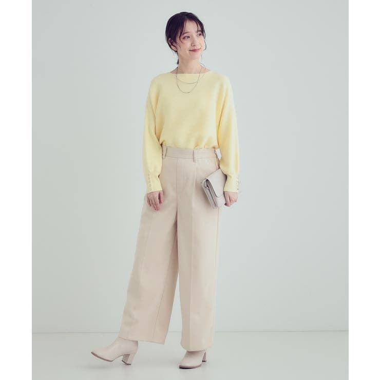 【洗える】大人の上品コーデに お袖ビジュー釦付きリブドルマンニット | SHOO・LA・RUE | 詳細画像31 
