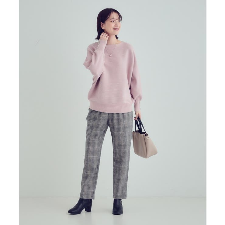 【洗える】大人の上品コーデに お袖ビジュー釦付きリブドルマンニット | SHOO・LA・RUE | 詳細画像30 