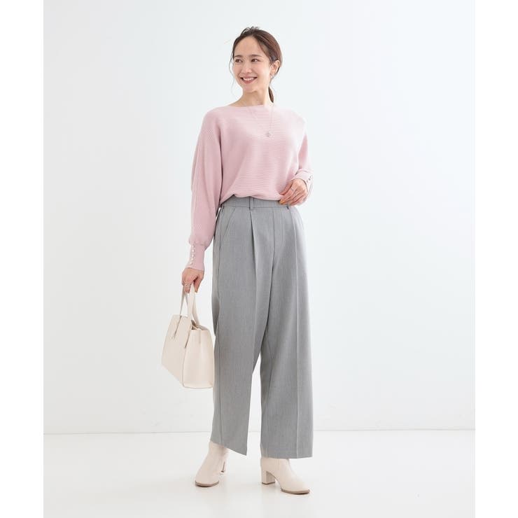 【洗える】大人の上品コーデに お袖ビジュー釦付きリブドルマンニット | SHOO・LA・RUE | 詳細画像33 